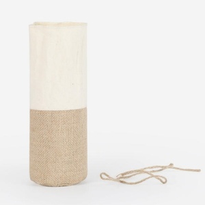 Cotton and Jute Woven Drawstring <b>Bag</b> with Tied Opening-Recyclable Gift Packaging for Grains and Dry Goods Screen Printed - Product Image 2