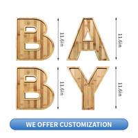 Plateau en bois personnalisé en forme d'alphabet, couleur unie, écologique, pour la décoration de mariages, de fêtes et d'événements