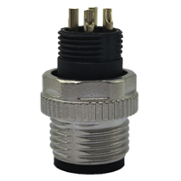 Connecteur circulaire industriel M12 série A, 4 broches, non blindé, mâle, montage sur panneau, 12 mm, droit, prise aviation, étanche IP67
