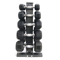 Ensemble d'haltères hexagonales en fonte et caoutchouc de haute qualité 150 lb pour salle de sport à domicile avec exercices de fitness complets et support de rangement – Équipement de gym