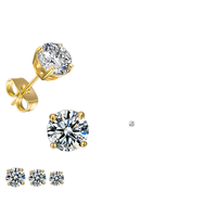 Pendientes de tuerca CZ de moda en América, con piedra de moissanita redonda y colorida, de plata Tai, corte princesa, joyería para la oreja, regalo para bodas y fiestas