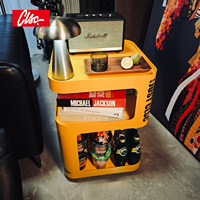 Table basse rotative en fer CLSC avec étagère, rangement mobile pour collations et boissons, design industriel, mobilier de salon