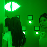 Sala de Juegos Interactiva de Escape y Escondite para Juegos de Activación con Luz LED, Colores Verde y Rojo, para Trabajo en Equipo, con Ojos Malvados de Plástico, Juego de Activación, Empuje y Escondite