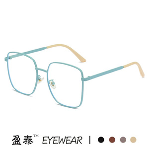 กรอบแว่นตาโลหะทรงสี่เหลี่ยม สีเขียวมิ้นท์ กรอบเต็ม ป้องกันแสงสีฟ้า เลนส์เปล่าสำหรับทุกเพศ 0820 - Product Image 5