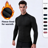 Haut de sport thermique en polaire pour homme, à manches longues, col montant, pour la course et l'entraînement