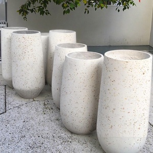 Haute Qualité Moderne Minimaliste Grand Terrazzo Pots De Fleurs Fibre De Ciment Conception Ronde pour La Décoration De Plantation À La Maison En Plein Air - Product Image 3