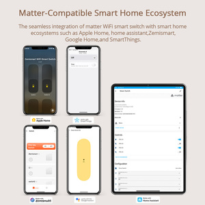Interruptor de Botón WiFi Zemismart Matter con Pantalla, Personalizable con Nombre, Compatible con Homekit, <span class=keywords><strong>SmartThings</strong></span>, <span class=keywords><strong>Home</strong></span> Assistant y <span class=keywords><strong>Google</strong></span> <span class=keywords><strong>Home</strong></span> - Product Image 2