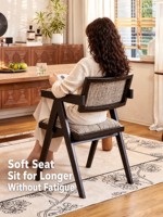 Chaise de salle à manger de style mi-siècle avec accoudoirs en bois de frêne et dossier en bois massif, pour la maison et l'hôtellerie