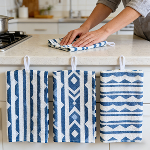 Lot de torchons de cuisine en microfibre imprimés, absorbants, à séchage rapide, motif gaufré, design personnalisé, pour usage domestique - Product Image 1