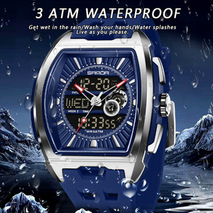 Reloj Digital SANDA 5118 con Correa de Goma en Forma de Barril para Hombre, Resistente al Agua, Luminoso, Multifuncional, Cronógrafo, Tres Zonas Horarias - Product Image 5