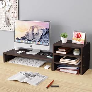 Support d'écran d'ordinateur Lida, ensemble de bureau en panneaux de style américain avec étagères de rangement pour poste de travail de bureau - Product Image 1