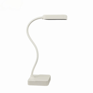 Lámpara de Escritorio de Cristal y Latón Blanco de Diseño Escandinavo, Cuello Flexible Ajustable, LED 3500K, Luz Blanca Cálida, Control por Botón - Product Image 1