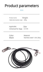 Câble d'<span class=keywords><strong>attache</strong></span> pour <span class=keywords><strong>chien</strong></span> en acier inoxydable de qualité supérieure, en alliage de zinc, robuste, laisse en chaîne solide, accessoires pour animaux de compagnie - Product Image 2