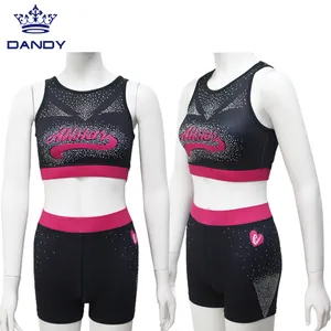 Sportkledingbedrijven Groothandel Meisjes Seks Cheerleader Kostuum Hete Verkoop Cheerleading Bh En Korte Broek Sublimatie Dans