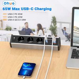 65 Вт новый дизайн USBA + USB-C ЕС розетка из алюминиевого сплава зажим на Настольный кронштейн для регулировки высоты стола электрического типа - Product Image 5