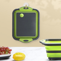 Vente flash : Bac de préparation pliable pour cuisine et barbecue, panier égouttoir vert, planche à découper en plastique pliable avec récipient