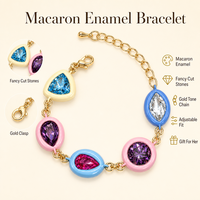 Bracelet en émail Macaron, bracelet fantaisie en cristal taillé, bracelet couleur bonbon, cadeau pour elle, bijoux pour femmes