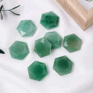 Wholesale Natural Healing Crystal Green Aventurine Gemstone Carved Hexagram Raw Stone Crafts For Decor