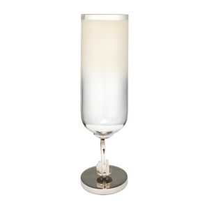 Vaso in vetro con base in metallo, moderno centrotavola decorativo per il soggiorno - Product Image 3