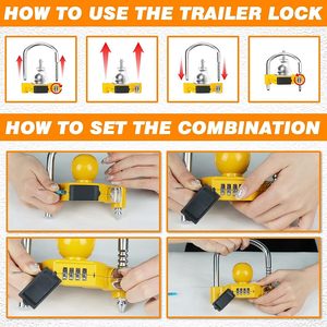 Hitch Lock With Combination 2 Inch Steel Yellow Travel Trailer Boat Truck Security <b>Padlock</b> - Product Image 5