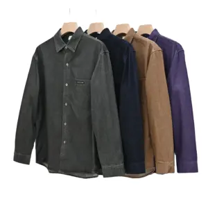 NengMeng2024メンズルーズポケットヘビーレトロカラー日本のオーバーオールコートシャツ用の新しいウォッシュドデニムシャツ