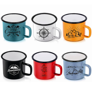 Caneca Vintage Personalizável para Café, Caneca de Metal para Viagem, Livre de Chumbo e Cádmio, Caneca de Esmalte para Acampamento, Atacado - Product Image 1