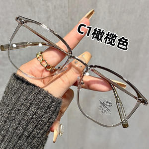 Montures de lunettes géométriques pour femmes de style coréen, monture complète, bordure noire, verres PC, protection contre la lumière bleue, anti-UV400, pour la myopie - Product Image 2