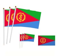 Gran oferta, 14x21cm, Mini países globales, banderas ondeantes de mano, bandera personalizada de Burkina Faso impresa, bandera animadora con asta de plástico