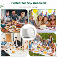 Assiettes en papier compostables, vaisselle jetable biodégradable résistante en bagasse, parfaite pour les collations, les desserts, les fêtes