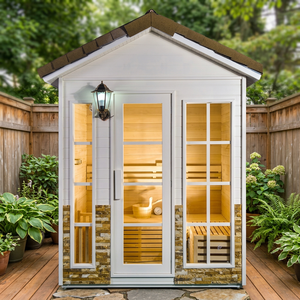 Sauna Exterior Negra para 4 Personas, de Cedro Rojo Sólido, Ecológica, Moderna y Tradicional, con Ventana Transparente, Capacidad de 6KW - Product Image 1