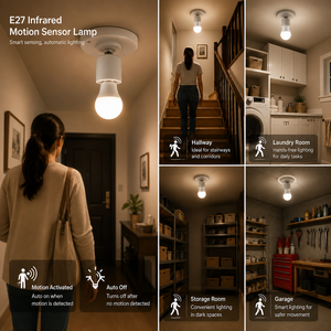Support de lampe intelligent E27 avec télécommande, fonction minuterie et capteur de mouvement PIR - Adaptateur de prise d'éclairage sans fil universel - Product Image 2