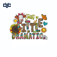 Pegatinas Decorativas Florales Termotransferibles Estilo Occidental, Calcomanías DIY, Parches de Vinilo Termotransferibles DTF con Diseño de Vaca para Camisetas y Ropa