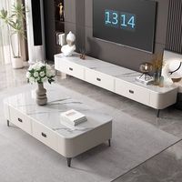 Ensemble de meubles de salon de luxe en bois et marbre avec meuble TV LCD et table basse, avec rangement, pour la décoration intérieure