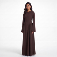 pure Style classique taille plissée à manches longues femmes de bureau musulmanes coréennes Nida Abaya pour tous les jours