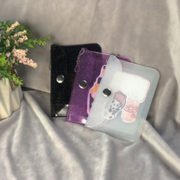 Hot daur ulang berkilau berkilau plastik tombol clutch bening transparan dompet koin dompet kartu daur ulang bening