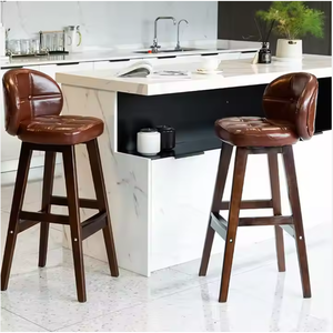 Sillas de Bar Modernas Minimalistas de Respaldo Alto, Cómodas, Elegantes y Duraderas, de Cuero Marrón Vintage, para Bares, Islas de Cocina y Uso Doméstico - Product Image 4