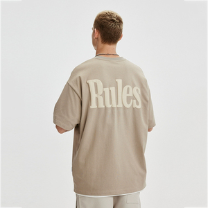 T-shirts pour hommes de grande taille personnalisés de haute qualité, en coton, à imprimé gonflé, lourds et de forme ample - Product Image 5
