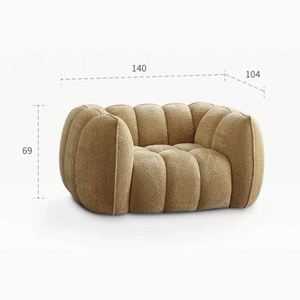 Canapé d'angle trois places en tissu, style nordique moderne, pour salon de villa, style rétro artistique, forme citrouille, avec rembourrage souple, personnalisable - Product Image 6