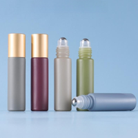Nouvelle arrivée Emballage cosmétique Morandi Color 5ml 10ml rouleau vide rechargeable sur bouteille en verre avec couvercle en or brillant