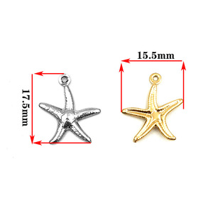 Pendentif Étoile de Mer en Acier Inoxydable Or Argent Creux Double Face Gaufré Composants de Bijoux DIY 20mm - Product Image 2