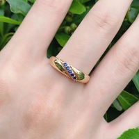 Kadınlar için Mavi Kübik Zirkonya Çapraz Yüzük, 6mm, Altın Kaplama Pirinç Geometrik Bypass Band, Altın