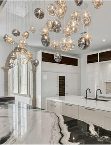 Lámpara de Techo Moderna de Cristal Soplado con Forma de Globo para Decoración de Cocina, Comedor, Estilo Burbuja Blanca, LED Ajustable - Product Image 5