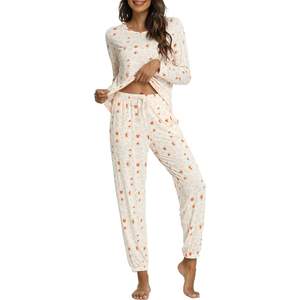 Conjunto de Pijama para Mujer, Camiseta de Manga Larga con Pantalones Jogger, Ropa de Dormir, Ropa de Estar por Casa, Viscosa de Bambú, Cómodo y Suave - Product Image 3