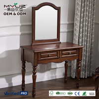 Table de maquillage en bois massif style américain Miroir pour chambre à coucher simple Coiffeuse avec rangement intégré Petites tables consoles modernes