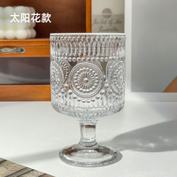 Vente en gros 2025 Classe Tasse Rétro Tournesol En Relief Highball Verre Transparent Gobelet pour Eau Jus Ménage Haut-pied Verre