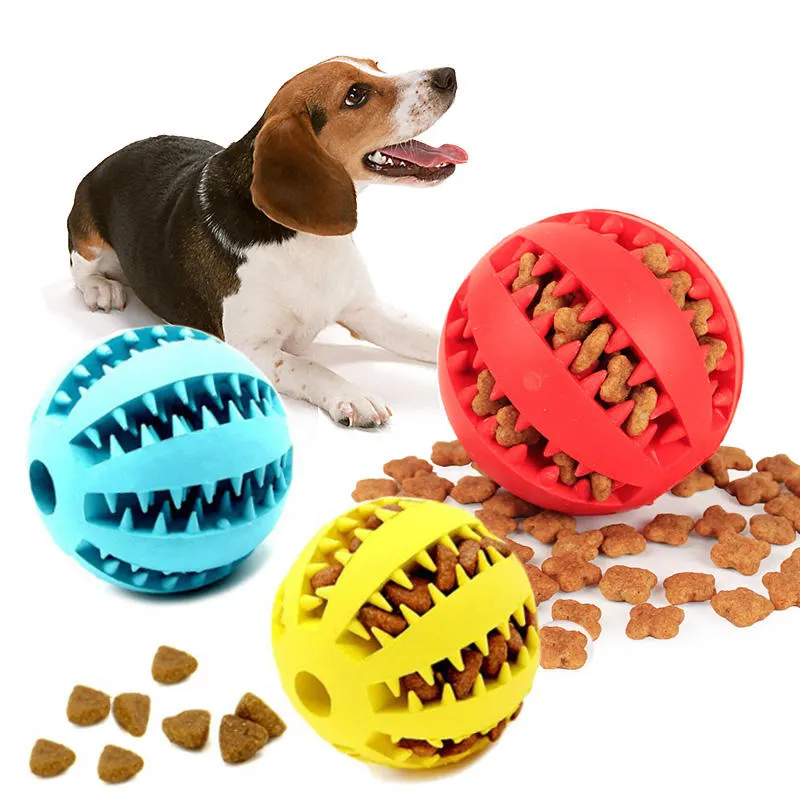 Hot Sale Pet Interactive Toys Dog Chew Toy Ball Durable Soft Rubber Non-toxic Food Snack Feeder Ball Toy