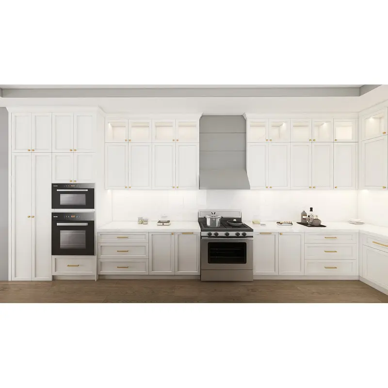 Cbmmart Mỹ Shaker phong cách nhà bếp hiện đại nhà bếp màu trắng với tủ cao lớn đựng thức ăn lưu trữ