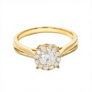 แหวนเพชรเลี้ยงในห้องปฏิบัติการสีขาวสไตล์วินเทจ สำหรับงานหมั้นและงานแต่งงาน ชุบโรเดียม ดีไซน์ทองคำเหลือง สำหรับผู้หญิง - Product Image 2