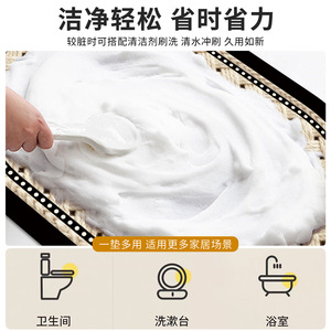 Tapis de salle de bain absorbant ovale, imitation lin, style Wabi Sabi, motif géométrique, tapis d'entrée - Product Image 5