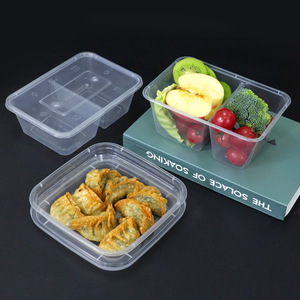 Borui Multi Compartment Lunch Box 70oz Microwaveable Transparent Disposable With Lid For Meal Prep - Product Image 1